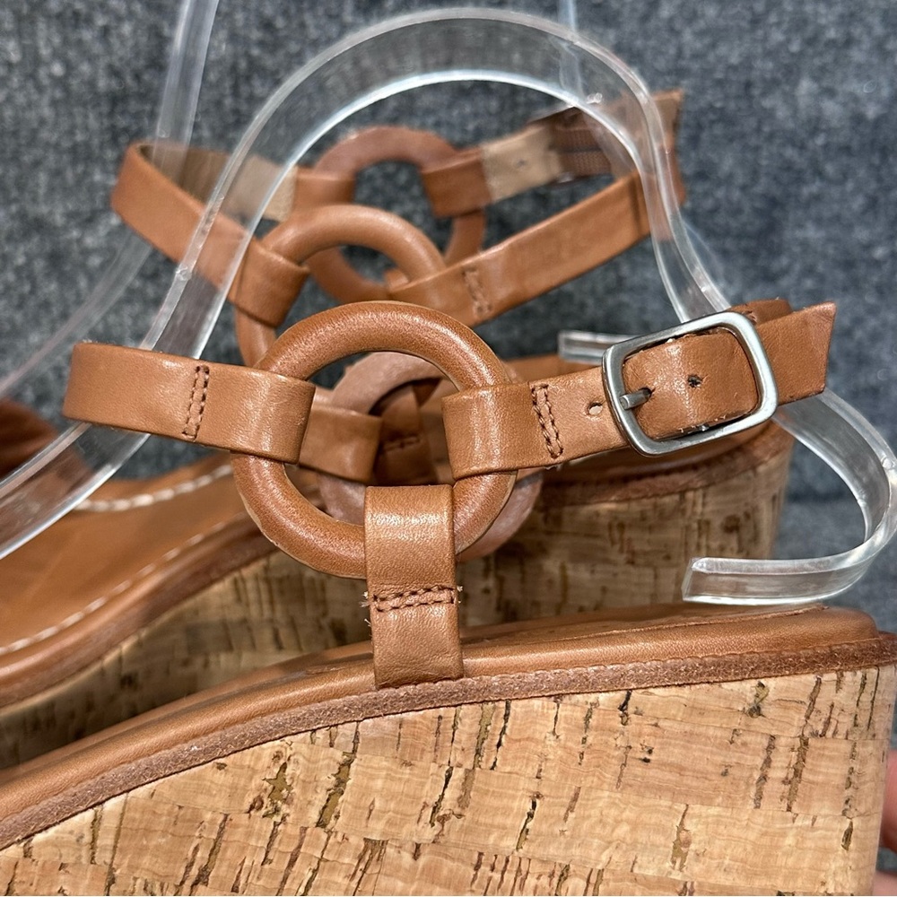 Bernardo size11 Kennedy leather platform wedge sandal in Luggage tan ankle strap - Picture 5 of 9